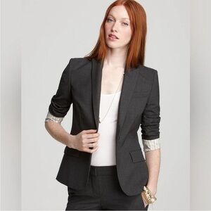 Theory Gabe B Gray Wool Blend Single Breasted Blazer Classic Neutral, size 6